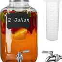 2 Gallon Glass Drink Dispenser with Stainless Steel Spigot,1 Pack Glass Beverage Dispenser Water Lemonade Dispensers for Parties