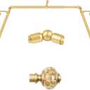 3/4 Inch Gold Bay Window Curtain Rods, USFOOK Telescoping Curtain Rods for Bay Windows 36-72 Inch (Center Rod), 20-36 Inch (Side Rods) with Translucent Finials