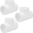 3Pack 3 Way 2" PVC Tee Pipe Fittings Adapter (Socket x Socket x Socket) Furniture Grade SCH40 2 Inch PVC Elbow Pipe Connector for DIY PVC Shelf Garden Support Structure Storage Frame