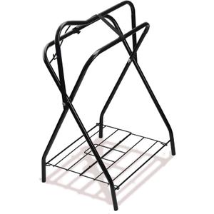 Saddle Rack Portable Folding Horse Saddle Stand for English and Western Saddles,28" L x 19" W x 37.5" H,Black