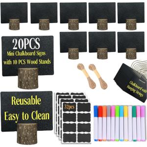 10 Pcs Mini Chalkboard Signs Small Chalkboard Label with Rustic Wood Stand, Food Labels for Party Buffet Wedding Birthday Party Bakery
