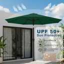 9ft Patio Umbrella with Push Button Tilt and Crank,Outdoor Market Table Umbrella UV Protection 8 Sturdy Ribs for Backyard,Garden,Pool,Deck(Dark Green)