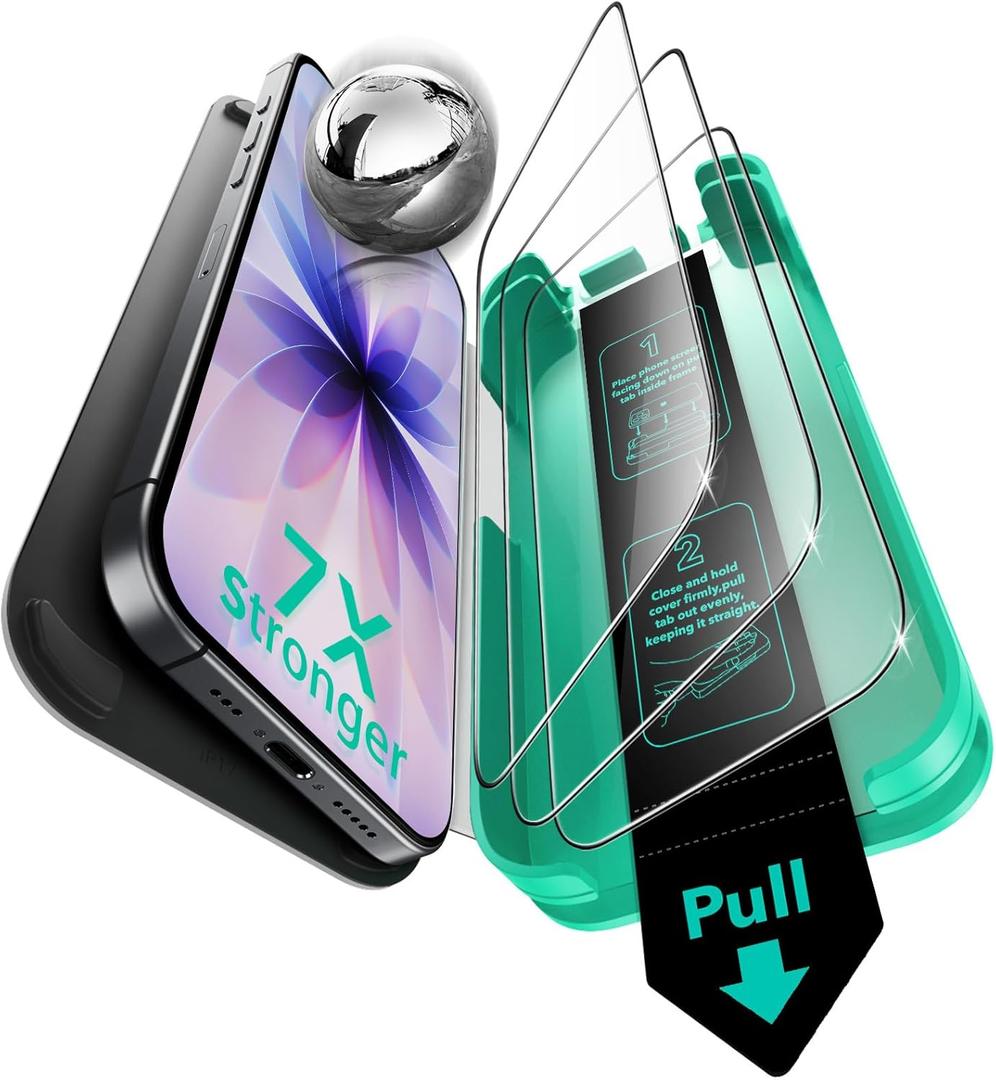 ESR 3 Pack 9H+ Glass for iPhone 17/iPhone 16 Pro Screen Protector, [Military-Grade Shatterproof], with AR Anti-Reflective Technology, Armorite Ultra-Tough Tempered Glass with Ultra Fit Tray