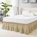 FreshCulture King Bed Skirt, Dust Ruffle for King Size Bed, Easy Fit with 18-Inch Tailored Drop, Elastic Wrap Around Bed Skirt King Size, Hotel Quality Bed Skirts for Adjustable Bed (Beige)