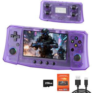 2025 New R50 Retro Handheld Game Console, 50000 Preloaded Games, 256GB Expandable Storage, 4.5 Inch IPS HD Screen, Portable Gaming Device with Long Battery Life (Purple)