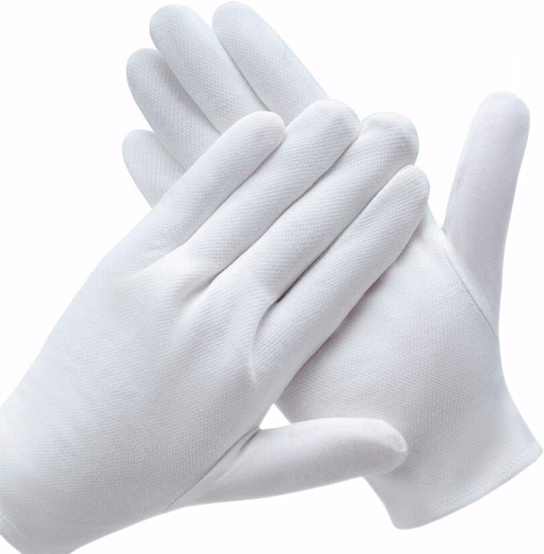 6 Pairs White Cotton Gloves for Dry Hands Eczema SPA Moisturizing - Work Glove Liners for Serving Costume Inspection
