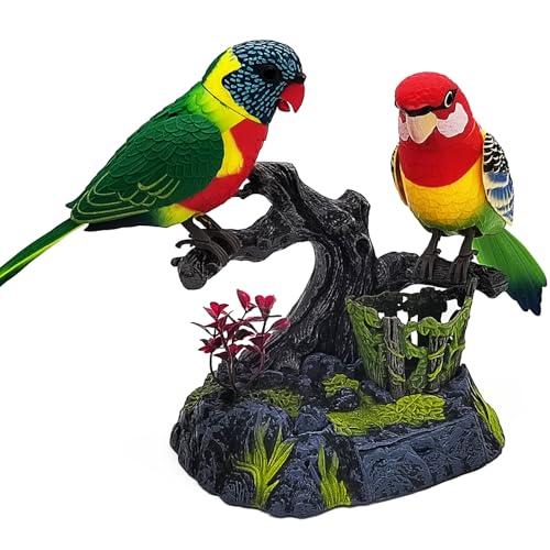 Tipmant Realistic Electronic Parrots Bird Toys Electric Animal Pets Move Chirp Home Office Table Desk Wall Decoration Kids Birthday Gifts