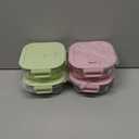 Square 2cup Glass Food Storage Containers with Airtight Lids, 16oz Glass Meal Prep Containers, Square Food Bowl For Lunch, Fruit, Snack, Dishwasher Microwave Freezer Safe (Pink+Green)