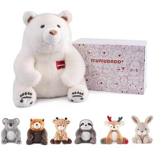 Niuniu Daddy 14" | 3.5 Pound Teddy Bear Weighted Stuffed Animal, Cuddling Polar Bear Pillowfort Plus Toys for Kids Adults, Large White Bear Body Pillow for Sleep Hugging Present Birthday Holiday
