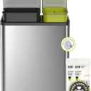 EKO EcoCasa Stainless Steel Dual Step Trash Can for Recycling, 30L+20L Rectangular Kitchen Trash Can, Independent Pedals and Lids, Soft Close and Fingerprint Resistant