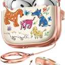 Coralogo for AirPods 4 Case with Safety Lock - Cute Cartoon for Women Girls Fashion Stylish Dogs Pattern Design Kawaii Girly Girlish Hard Protective Cover for AirPods 4th Generation 2024
