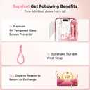 3 in 1 Magnetic for iPhone 17 Pro Max Case, Sparkly Bling Glitter Cute Curly Wave [Fit for MagSafe] 1X Screen Protector+1X Wrist Strap, Trendy Women Girly Clear Case for 17 ProMax 6.9", Pink Clear