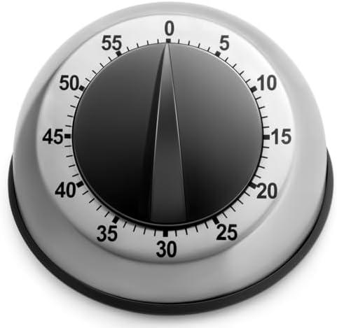 Kitchen Timer for Cooking, Chef Cooking Magnetic Timer - No Batteries Required - Loud Alarm, Mechanical Desk Manual Timers - Magnetic Clock Backing, Countdown Reminder - Stainless Steel Body
