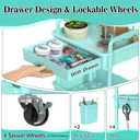 SUNALLY 3-Tier Rolling Cart with Drawer & Lockable Wheels, Bathroom Storage Organizer Multifunctional Rolling Storage Cart for Bathroom, Kitchen, Office, Craft, Makeup, Baby Essentials, Blue