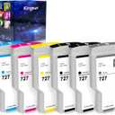 727 Ink Cartridge 300ml HP 727 Ink C1Q12A F9J76A F9J77A F9J78A F9J79A F9J80A Compatible for DesignJet T920 T930 T1500 T1530 T2500 T2530 Printers (6-Pack, PBK, MBK, GY, CY, MG, YL)