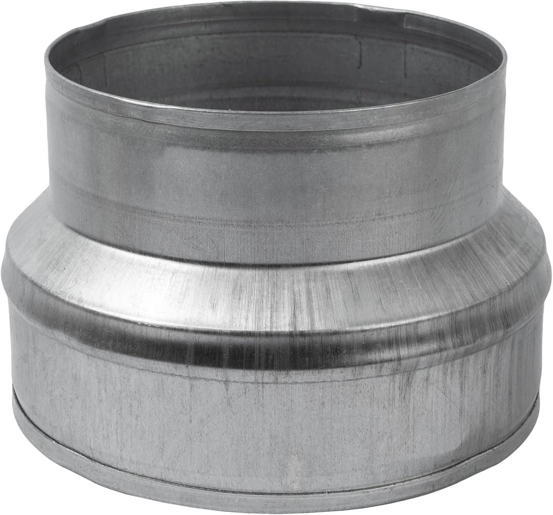 6" to 5" Inch Galvanized Steel Round Duct Reducer - Pipe Fitting Increaser Reducer - Drain, Waste and Vent Conduit Transition Adapter - Metal Tube Reducing Coupling