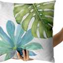 aportt Green Tropical Leaf Pillow Covers 16x16 Inch Monstera Palm Leaves Couch Pillow Cases Botanical Plant Summer Throw Pillows Set of 2 Home Decor for Living Room Bedroom Bed Cushion Outdoor