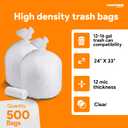 Coastwide Professional 12-16 Gallon Trash Bags, 24" x 33", High Density, 13 mic, Natural, 500 Bags/Box