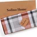 2 x Solino Home Pure Linen Cinnamon Plaid Table Runner 14 x 36 Inch for Coffee Tabletop, Dresser, and Bedroom  Fall Buffalo Check