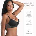 FeelinGirl Wireless Bras Comfortable Push Up Bra Full Support Lift Bralette Seamless Tshirt Bras (Black)