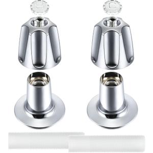 Enhon Shower Knob 2 Piece Replacement, Compatible with Pfister Verve Tub Shower Handle, 2 Faucet Handle Trim Kit for 5-1/2 inch High, 12 Tooth Broach Stem Cartridge(Polished Chrome)