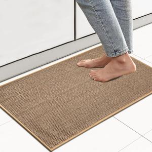 Artnice Small Kitchen Mats for Floor, 16x24 Rubber Backed Absorbent Kitchen Rugs, Woven Floor Runner Rug for in Front of Sink Door Hallway Home, Non-Slip Washable (Beige)