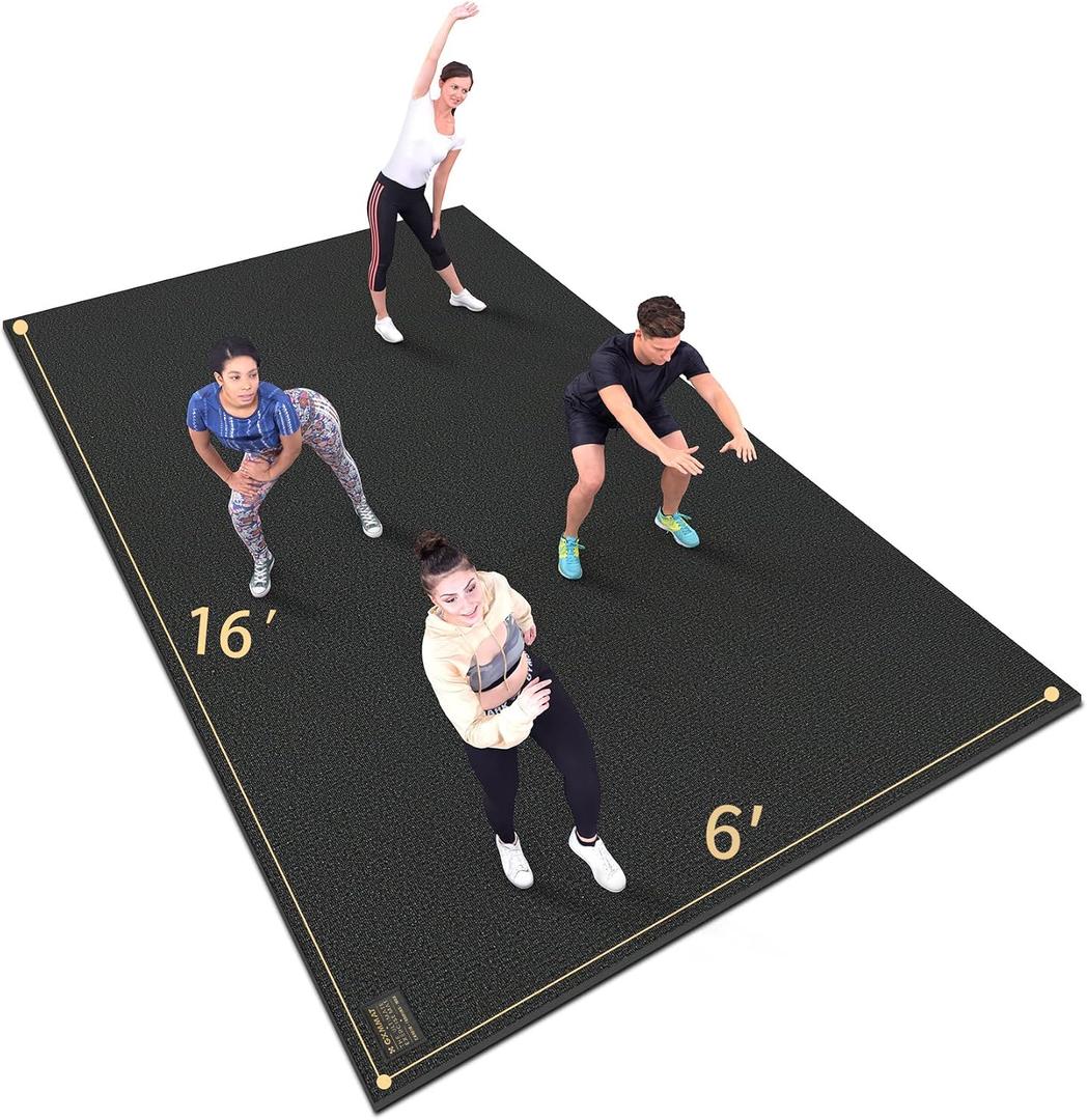 GXMMAT Extra Large Exercise Mat 16'x6'/12'x6'/10'x6'/8'x6'(7mm), Extra Wide Workout Mats for Home Gym Flooring, Non-Slip Thick Durable Cardio Mat for MMA,Plyo,Jump Rope,Weights,Fitness,Shoe-Friendly