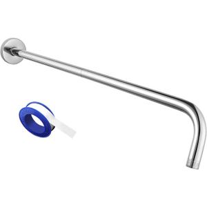Voolan Shower Arm with Flange and Teflon Tape, Extension Shower Head Arm for Bathroom Fixed Shower Head, Solid Stainless Steel, Wall Mounted (24 Inch, Chrome)