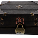 Kichvoe Vintage Wooden Trinket Box - Treasure Jewelry Chest Box with Lock - Jewelry Keepsake Wooden Storage for Home Decor, 6.10x4.33x3.54 Inches