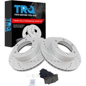 TRQ Front Performance Brake Pad & Rotor Kit Brake Pads Brake Rotors Set Ceramic Premium G-Coated Compatible with 1996-2000 Toyota 4Runner