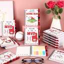 40 Pcs Valentines Day Baseball Gifts 20 Spiral Notebooks with Sticky Notes 20 Heart Pens Valentine Notepad Sport Lover Motivational Exchange Gift Bulk for Tween Teacher Student Classroom Team (Classic)