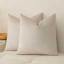 a moment Set of 2 Decorative Pillow Covers, 18x18 Inch Waterproof Throw Pillow Cases, Pet-Friendly Stain-Resistant Cushion Covers for Sofa Couch Bed Outdoor Ivory