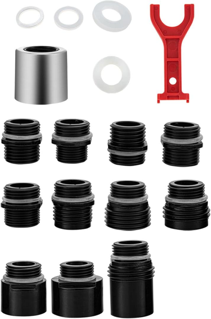 12 Pull Down Kitchen Faucet Head Adapter Kits,Multiple Sink Spray Head Adapters Compatible,Includes Only Accessories,Faucet Nozzle Not IncludedNozzle Hose Connector Brushed Nickel