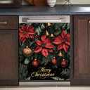 BVBOX Christmas Dishwasher Magnet Cover 23"x26", Reusable Magnetic Refrigerator Covers, Dishwasher Magnets Decorative Cover Fridge Door Skin Panel Stickers (Poinsettia)
