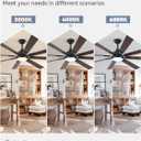 ZMISHIBO 72 inch Large Ceiling Fans with Lights and Remote, Indoor/Outdoor Black Modern Ceiling Fan for Kitchen Living Room Patio, 6 Speed Reversible Quiet DC Motor, 3 CCT, Dual Finish 8 Blades