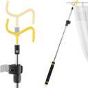 Drapery Pull Rod,36 to 63 Curtain Pull Telescoping Pole Heavy Duty For Curtains Wand Stainless Steel Tubes Soft Sponge Handle Rod for Curtains Extension Pole Lightweight (Black Yellow)