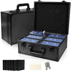 Toploader Storage Box for 3 x 4 35pt Rigid Cards,Trading Card Case with Key Lock for Sports Cards Holds 600+ Toploaders or 135+ Magnetic Holders with 40pcs Labels and 6 Foam