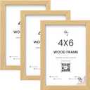 97 Decor Beige Wood Picture Frames 4x6-3 Pack Small 4x6 Wood Picture Frame Set, Natural Wooden Photo Frame 4 X6 With Plexiglass, Neutral 4x 6 Frames For Pictures Decorative Wall Hanging
