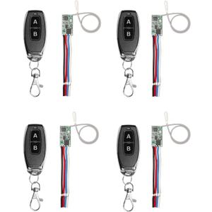 QIACHIP 433M Universal Wireless RF Remote Control Switch DC 6V 12V 24V 1CH Channel Relay Wireless Secure RF Remote Control Switches Transmitter and Receiver kit, Momentary Toggle Latched Delay Mode (4-SETS(AB-type))