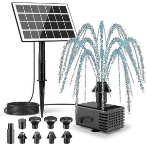 SZMP Solar Fountain Pump for Bird Bath,No Battery Solar Water Fountain 9.84ft Power Cord Outdoor Garden Decor (Not Working on Cloudy Days)