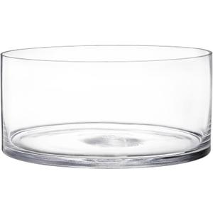 YOUEON Wide Glass Cylinder Vase, 4" Tall x 8" Wide Flower Glass Vase, Cylinder Terrarium Bowl, Decorative Centerpiece for Weddings Events, Pillar Candle, Flower Arrangement, Clear