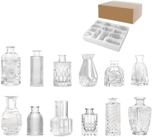 Retro Glass Vase, Flower Arrangement Medieval Small Vase Set, 9 pieces