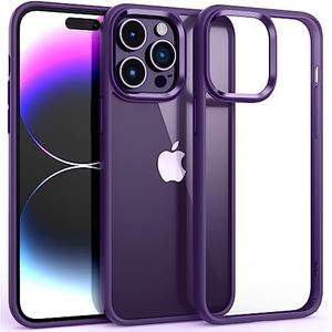 Supdeal Shockproof Clear Case for iPhone 14 Pro, [Not Yellowing] [10FT Military Drop Protection] Hard Clear Back Four Corner Airbags Drop Protection Phone Cover, 6.1 inch, Deep Purple