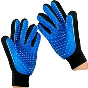 Pet Grooming Gloves for Dogs & Cats (2 Pack) – Deshedding Hair Remover Mitts with Soft Silicone Massage Bristles – Dual-Sided Grooming & Bathing Gloves for Long & Short Hair Pets –