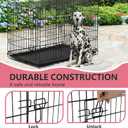 FDW 45 Inch Dog Crate for Large Dogs, Folding Metal Cage with Double Door & Leak-Proof Tray, Black