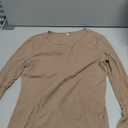 Ficerd 2 Pack Women's Ribbed Long Sleeve Tops, Crew Neck Slim Fit Undershirts Knit Basic Casual Stretch Layering Tee Shirts, Beige and Black, Small