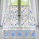 Window Privacy Film Stained Glass Decorative Static Cling Window Tint Sticker for Home Room Bathroom Glass Door Car Decor Rainbow Vinyl Renter Friendly one way,17.5*78.5,Blue violet Botanical