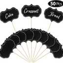 50 Pieces Cheese Markers for Charcuterie Board Buffet Labels Food Tags Blank Toothpick Flags Appetizer Signs Chalkboard Cupcake Toppers Picks for Wedding Birthday Party Decorations (Black)
