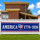 3 x 4th of July 250th Anniversary Banner – America 1776-2026 Patriotic Stars and Stripes Porch Yard Decoration for Independence Day Party