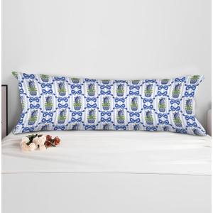Blue Chinoiserie Christmas 20x54 Body Pillow Cover with Zipper,Grandmillennial Christmas Decor,Coquette Preppy Blue Bow Xmas Striped Decorative Long Hug Pillow Cases for Bed Couch